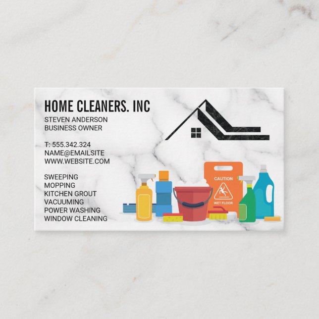 Cleaning Services | Maid | Marble Business Card (Front)
