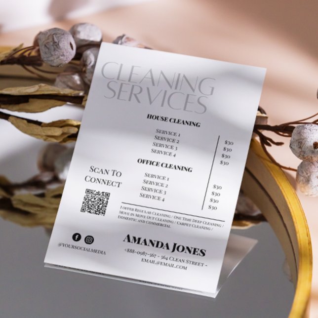 Cleaning Services Maid Price Black And White Flyer (Cleaning Services Maid Price Black And White Flyer)