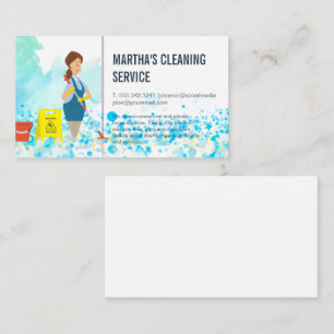 Cleaning Services Maid Scrubbing Floor Business Card