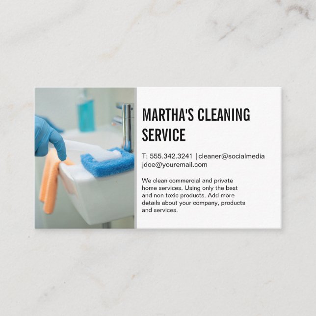 Cleaning Services | Maid Scrubbing Sink Business Card (Front)