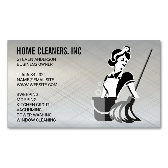 Cleaning Services | Maid Service | Janitor Business Card Magnet (Front)