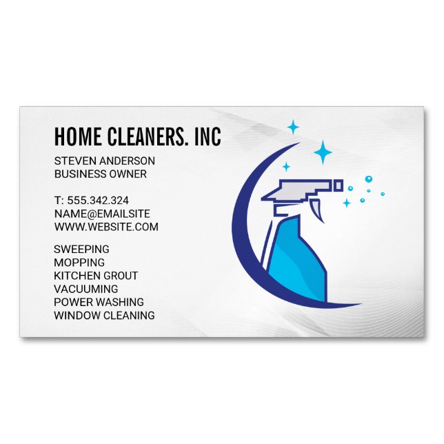 Cleaning Services | Maid Service | Spray Bottle Business Card Magnet (Front)