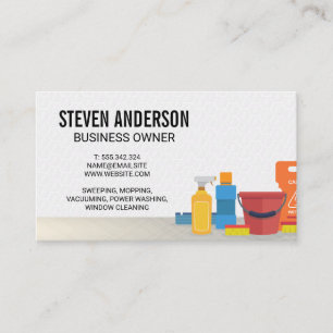 Cleaning Services Maid Service White Tiles Business Card