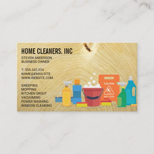 Cleaning Services  Maid Service  Wood Grain Business Card