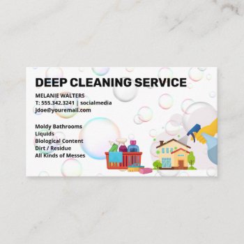Cleaning Services | Maid Spraying | Bubbles Business Card by lovely_businesscards at Zazzle