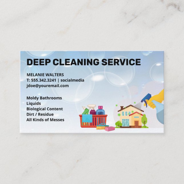 Cleaning Services | Maid Supplies | Soap Bubbles Business Card (Front)