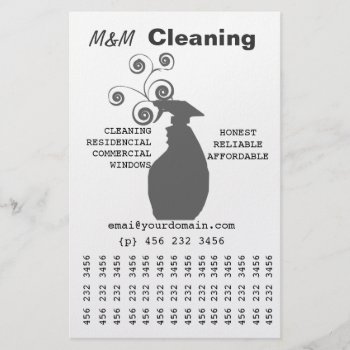 Cleaning Services Maid Swirls Spraying Bottle Flyer by 911business at Zazzle