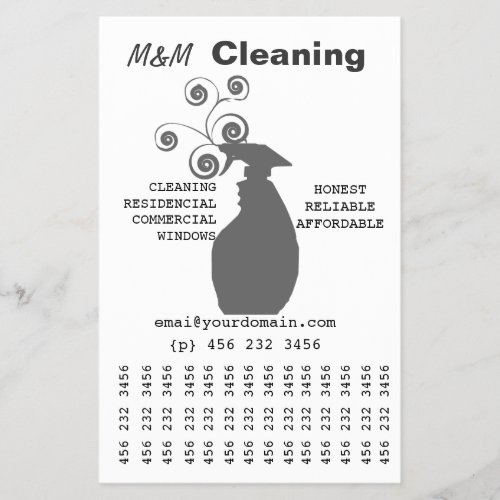 Cleaning Services Maid Swirls Spraying Bottle Flyer