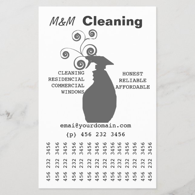 Cleaning Services Maid Swirls Spraying Bottle Flyer (Front)