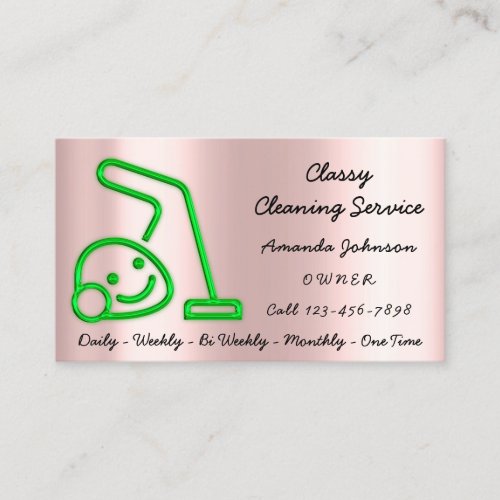 Cleaning Services Maid Vacuum Cleaner Logo Rose Business Card