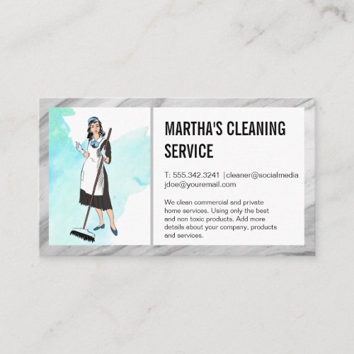 Cleaning Services | Maid with Broom Business Card