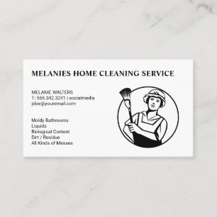 Cleaning Services Maid with Broom Business Card