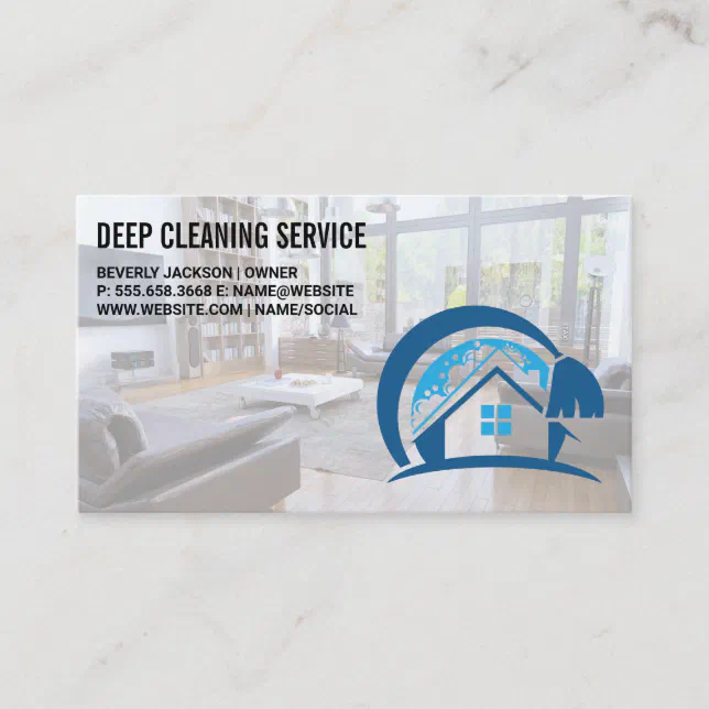 Cleaning Services | Modern House Clean Logo Business Card | Zazzle