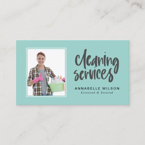 Cleaning Services Modern Photo Business Card
