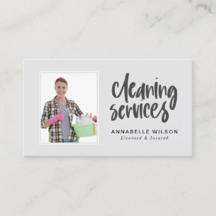 Cleaning Services Modern Photo Business Card