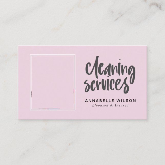 Cleaning Services Modern Photo Business Card (Front)
