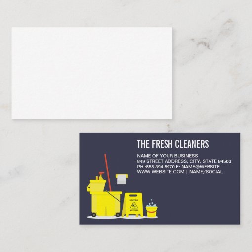 Cleaning Services | Mop and Bucket Tools Business Card | Zazzle