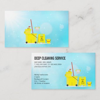 Cleaning Services | Mop Bucket | Cleaner Business Card | Zazzle