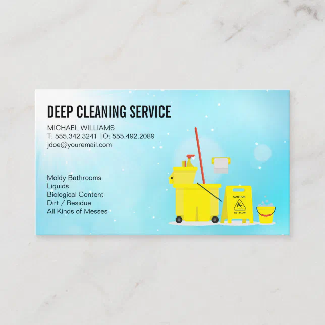 Cleaning Services | Mop Bucket | Cleaner Business Card | Zazzle