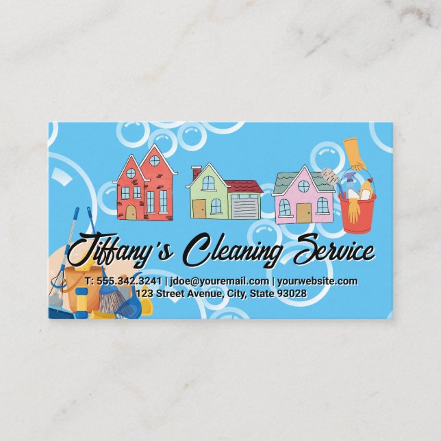 Cleaning Services | Neighborhood Homes | Bubbles Business Card (Front)