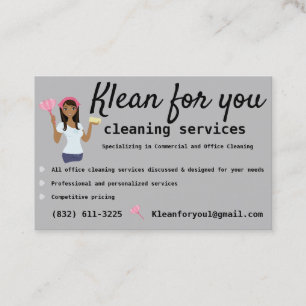 Cleaning Services Pink Gray Business Card