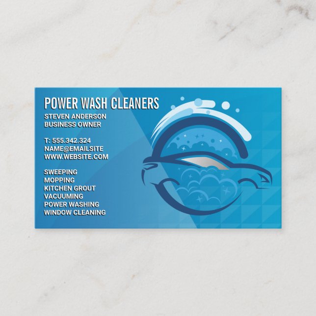 Cleaning Services | Pressure Wash Car Bubbles Business Card (Front)