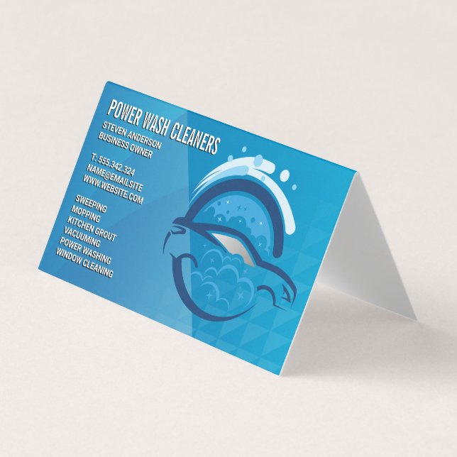 Cleaning Services | Pressure Wash Car Bubbles Business Card (Front)