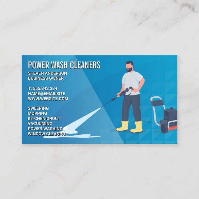 Cleaning Services | Pressure Wash Cleaner Business Card (Front)