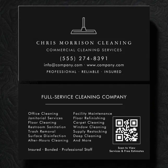 Cleaning Services QR Code Business Card | Zazzle