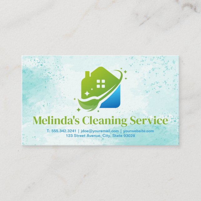 Cleaning Services | Residential Mop Logo  Business Card (Front)