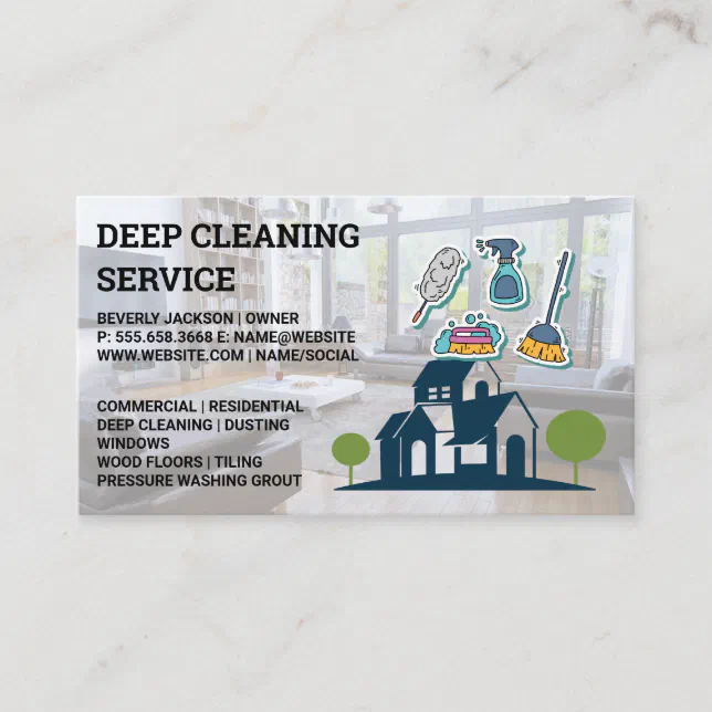 Cleaning Services | Sanitizing Tools Icons Business Card | Zazzle