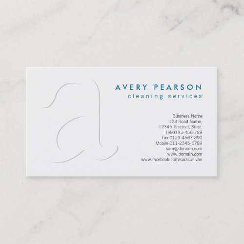 Cleaning Services Shadow Monogram Business Card
