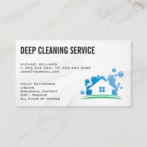 Cleaning Services  Soap Bubbles House Logo Business Card