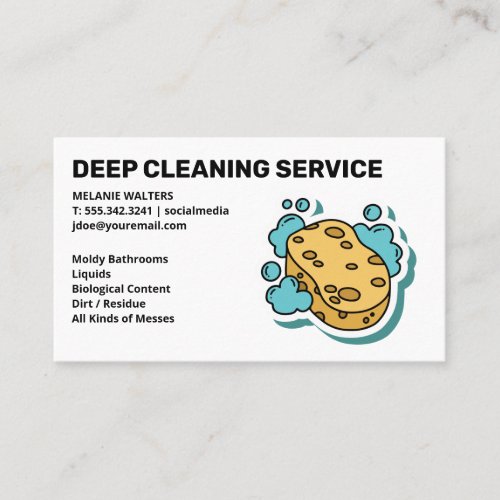 Cleaning Services  Sponge and Soap Bubbles Business Card