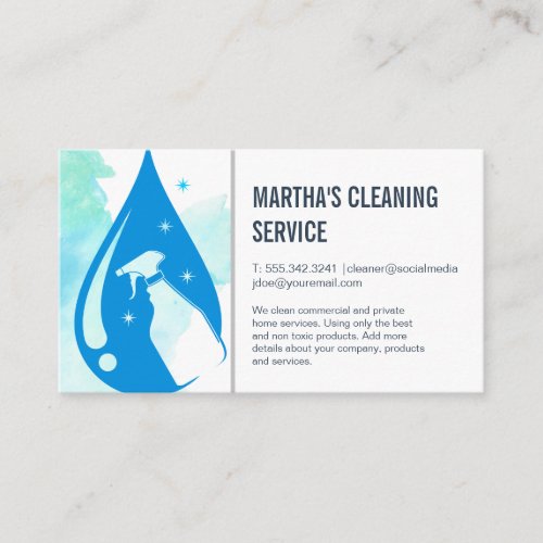 Cleaning Services  Spray Bottle Business Card