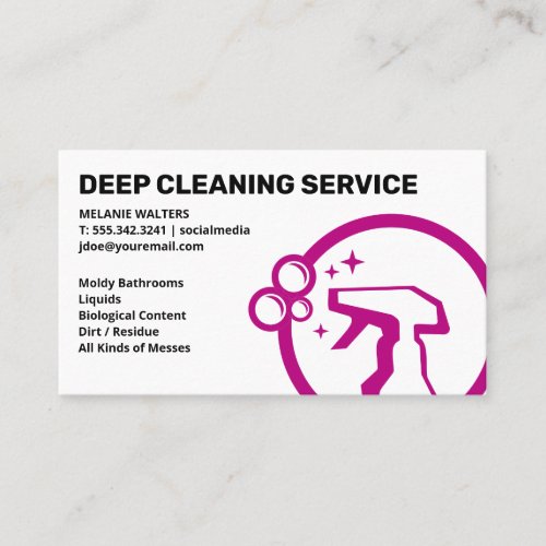 Cleaning Services  Spray Bottle Graphic Business Card