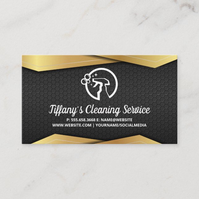 Cleaning Services | Spray Bottle Logo Business Card (Front)