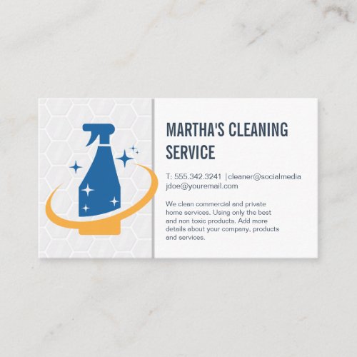 Cleaning Services  Spray Bottle Logo Business Card