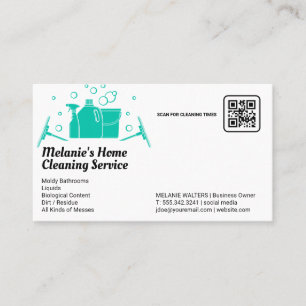 Cleaning Services Spray Bucket Mop and Bubbles Business Card