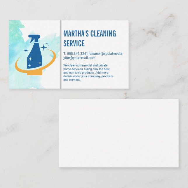 Cleaning Services | Spray Logo Business Card (Front/Back)