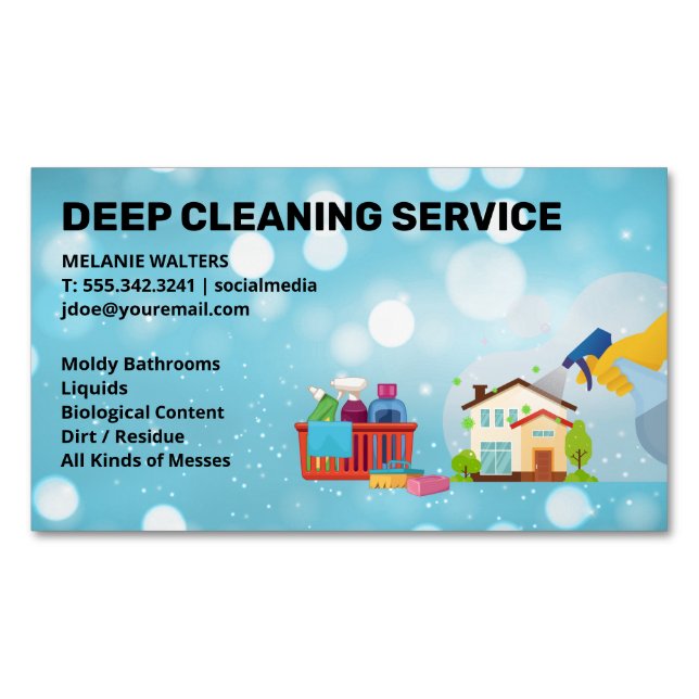 Cleaning Services | Spraying | Maid Cleaner Business Card Magnet (Front)