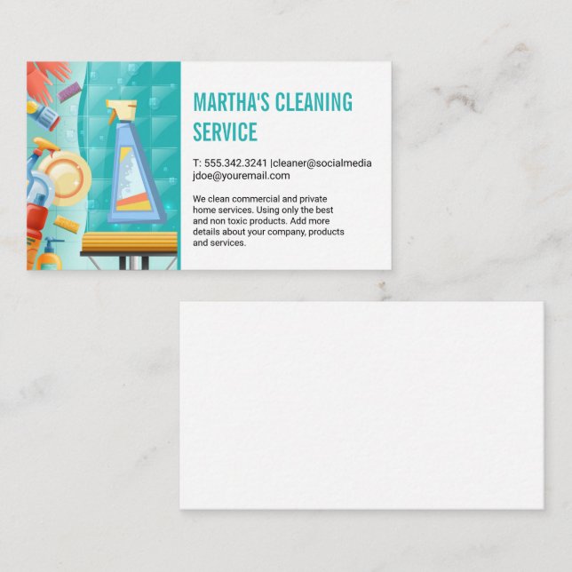 Cleaning Services | Squeegee Dish Clean Business Card (Front/Back)