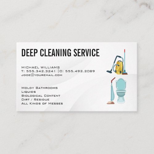 Cleaning Services  Vacuum Broom and Toilet  Business Card
