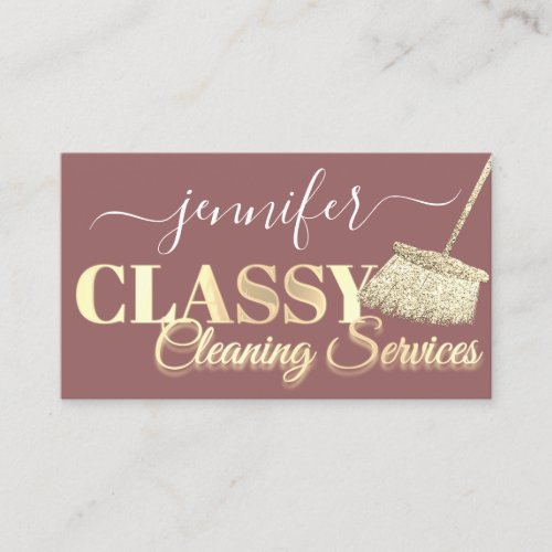 Cleaning Services Washing Maid Rose Gold  QR Logo Business Card