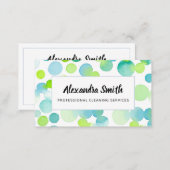 Cleaning Services Watercolor Bubbles Business Card (Front/Back)