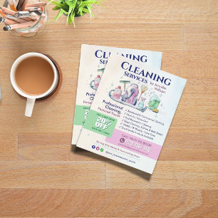 Cleaning Services - Watercolor illustration Flyer