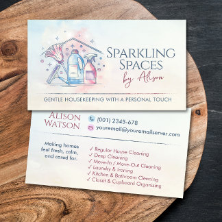 Cleaning Services - Watercolor style design Busine Business Card