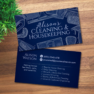 Cleaning Services - White Chalk drawing Business Card