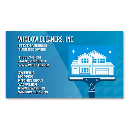 Cleaning Services  Window Cleaners Squeegee Business Card Magnet