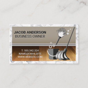 Cleaning Services Wood Floors Marble Border Business Card